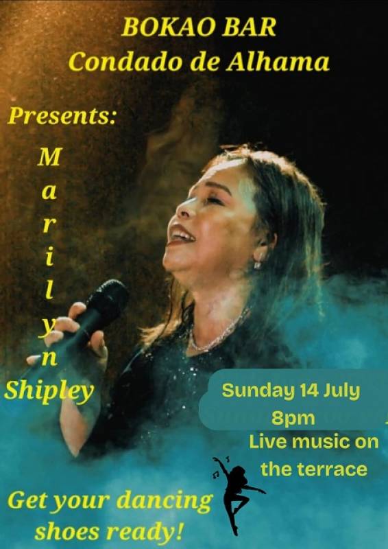 July 14 Marilyn Shipley appearing at the Bokao Bar Condado de Alhama Golf Resort