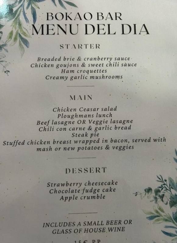 July 28 Menu del Dia starts at the Bokao Bar, Condado de Alhama Golf Resort