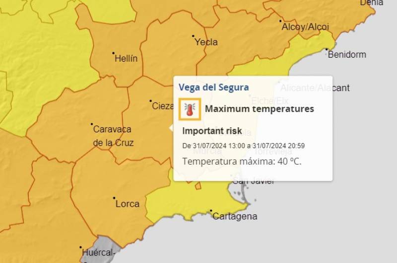 45-degree temperatures on the way: Murcia weekly weather forecast July 29-August 4