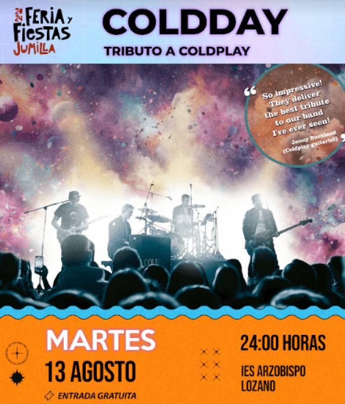 August 13 Top Coldplay tribute band in concert in Jumilla