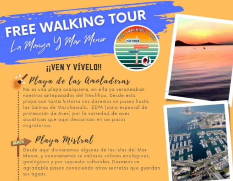 Tuesdays and Thursdays in August Free walking tours in La Manga del Mar Menor