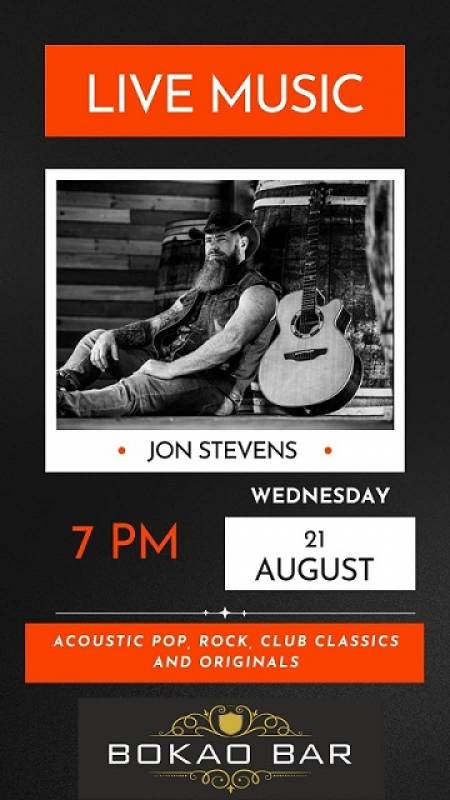 August 21 Early bird menu and Jon Stevens appearing at the Bokao Bar Condado de Alhama Golf Resort