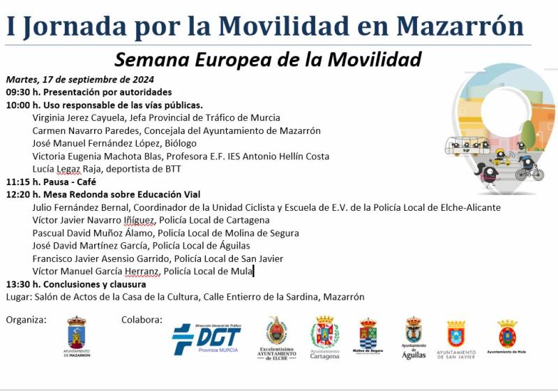 September 17 Launch presentation for European Mobility Week in Mazarron 