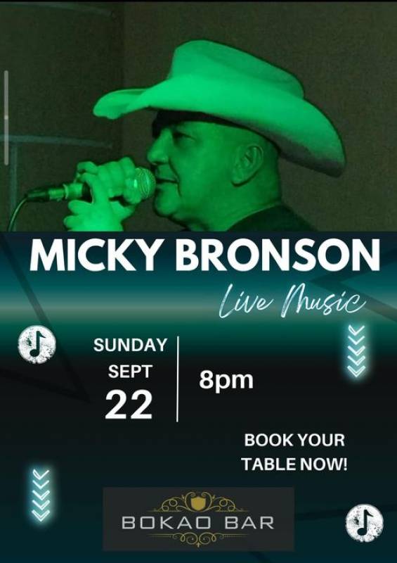 September 22 Mickey Bronson at the Bokao Bar, Condado de Alhama Golf Resort