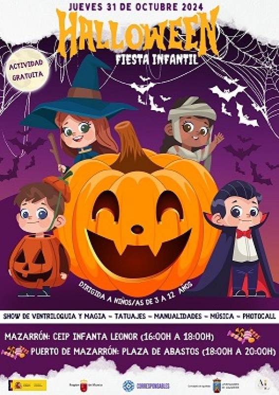 October 31 Halloween Parties for young people organised by Mazarrón Council