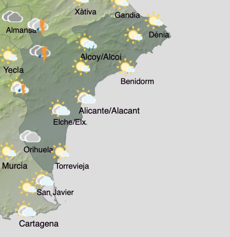 Alicante weekend weather forecast October 24-27