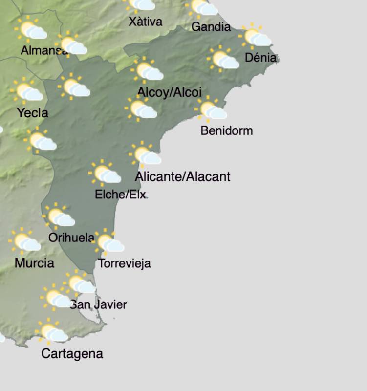 Alicante weekend weather forecast October 24-27