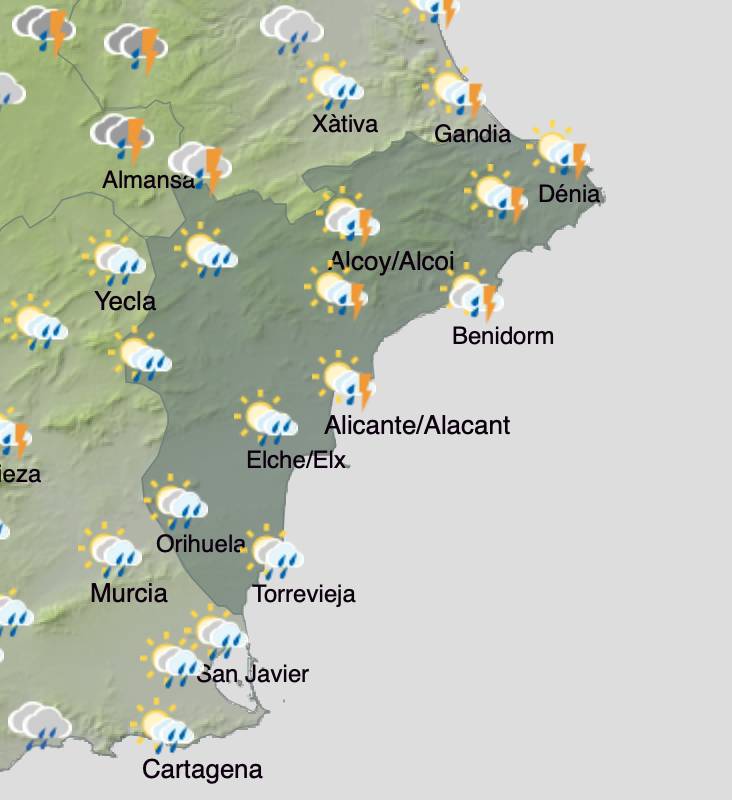 Alicante weekend weather forecast October 24-27