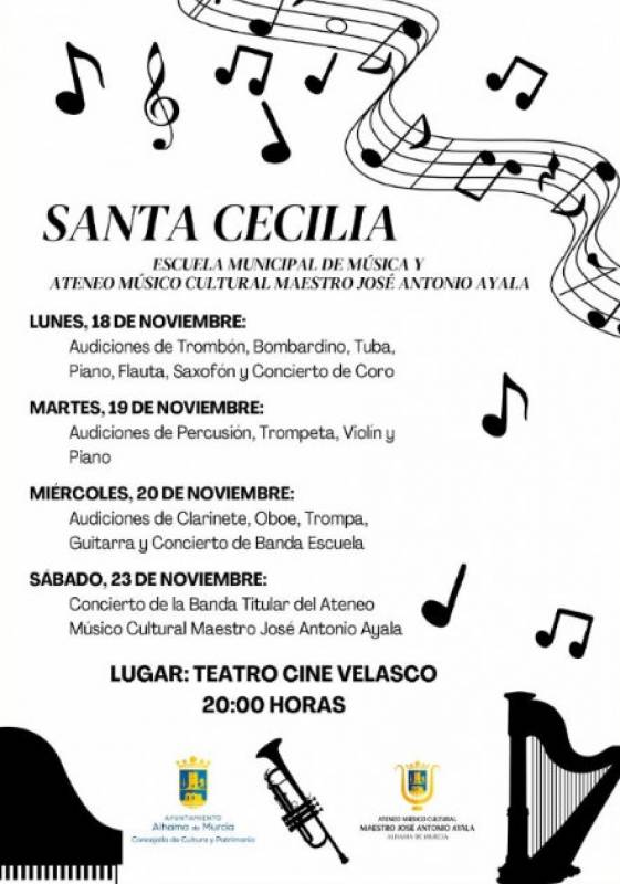 November 23 Free Santa Cecilia concert in Alhama de Murcia