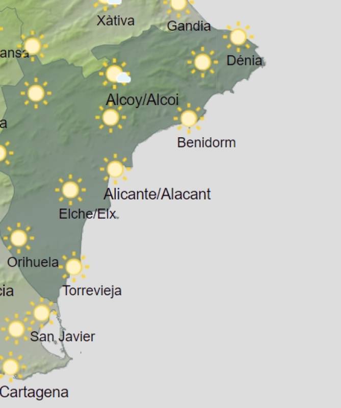 Alicante weather forecast November 28-December 1: Blue skies will dominate the weekend