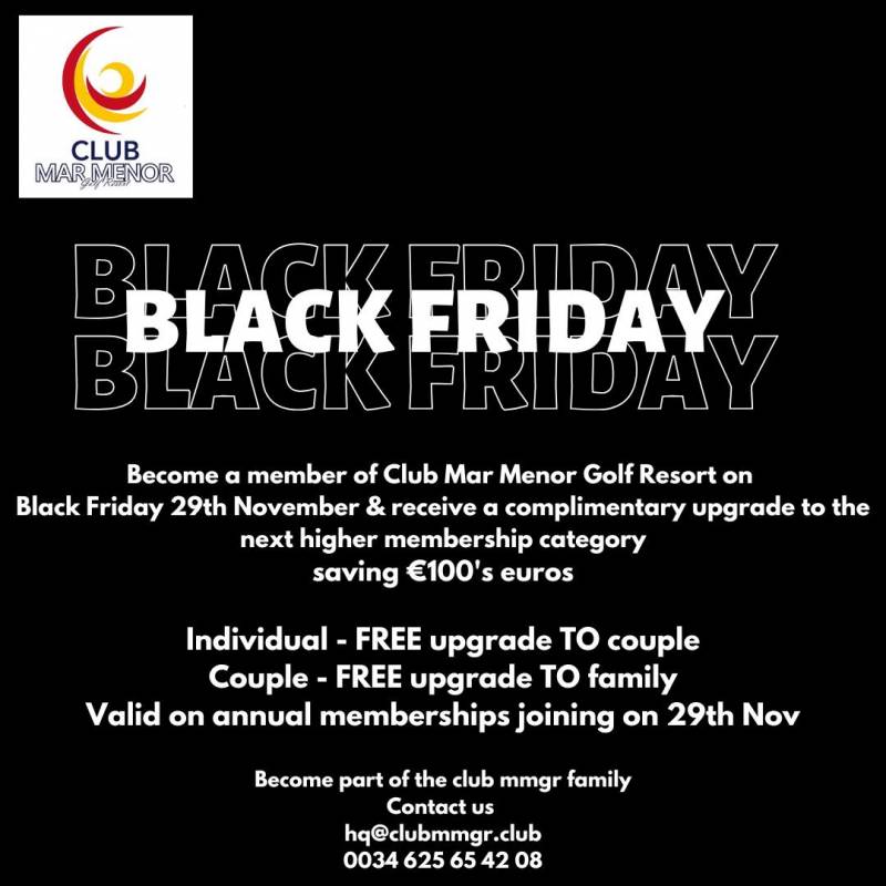 Black Friday at Club MMGR on the Mar Menor Golf Resort