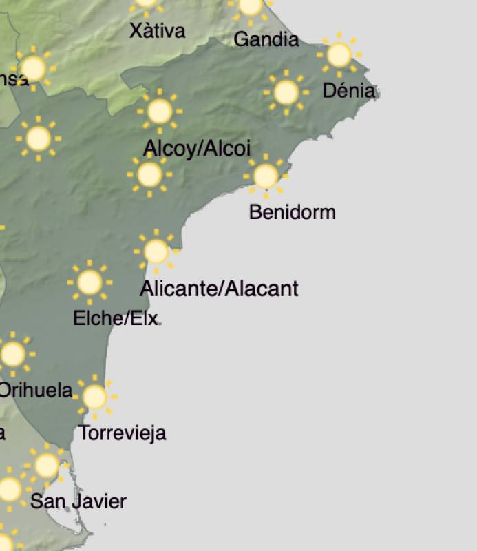 Alicante weather forecast December 19-22: The sunshine continues into the weekend in the province