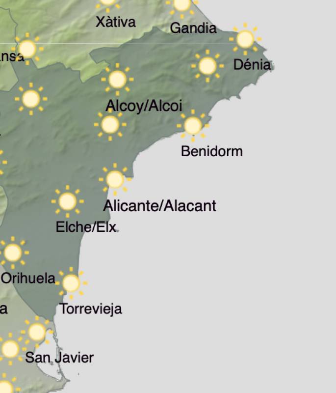 Alicante weather forecast January 13-16: Sunshine but cooler temperatures