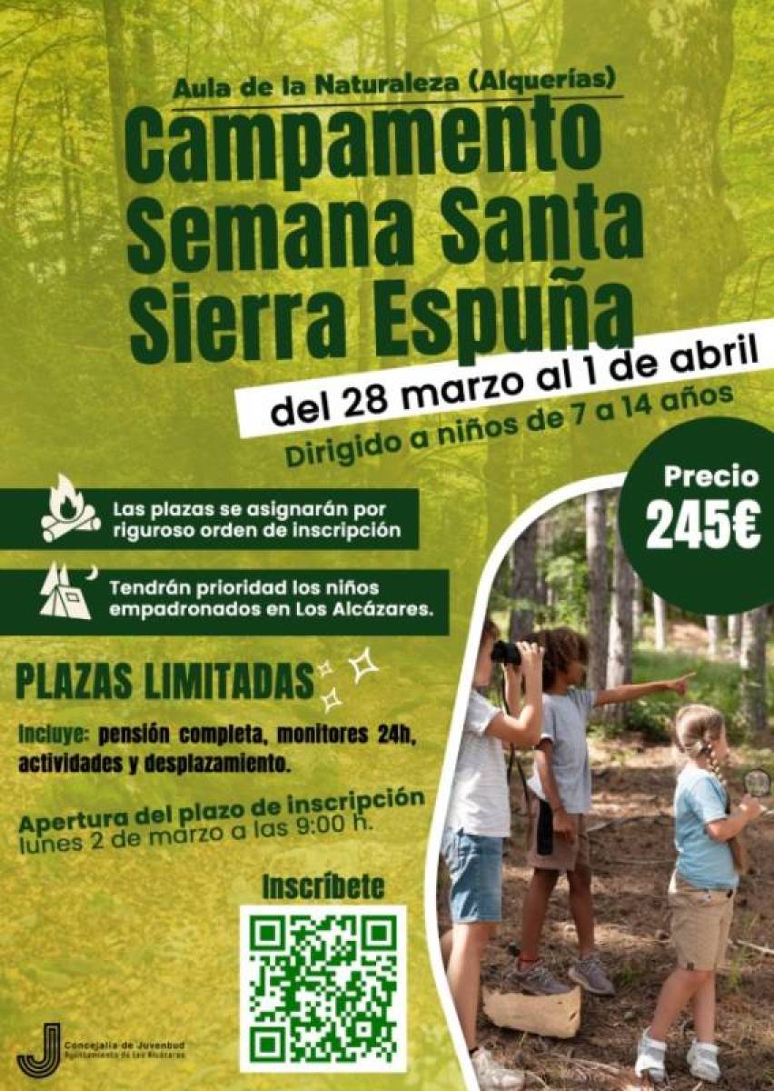March 28 to April 1 Los Alcázares holds an Easter camp for children in Sierra Espuña