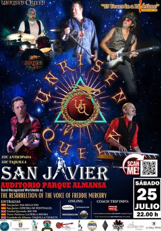 July 25 Unrisen Queen, a Queen tribute concert in San Javier