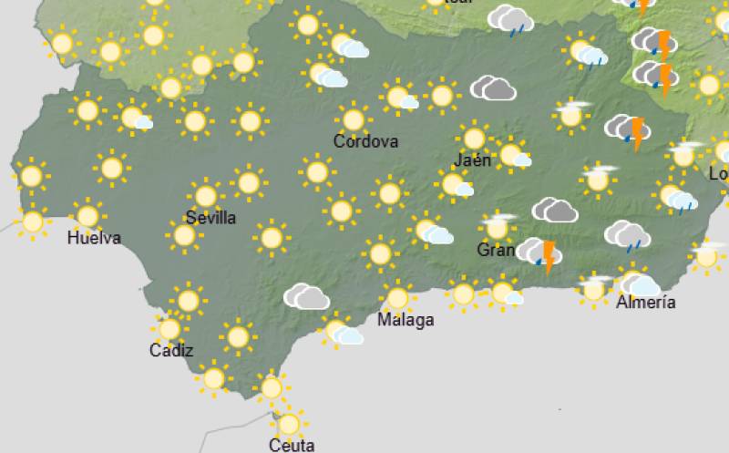 Andalucía weekly weather forecast June 29-July 2: Heat returns with storms in the east and warnings inland