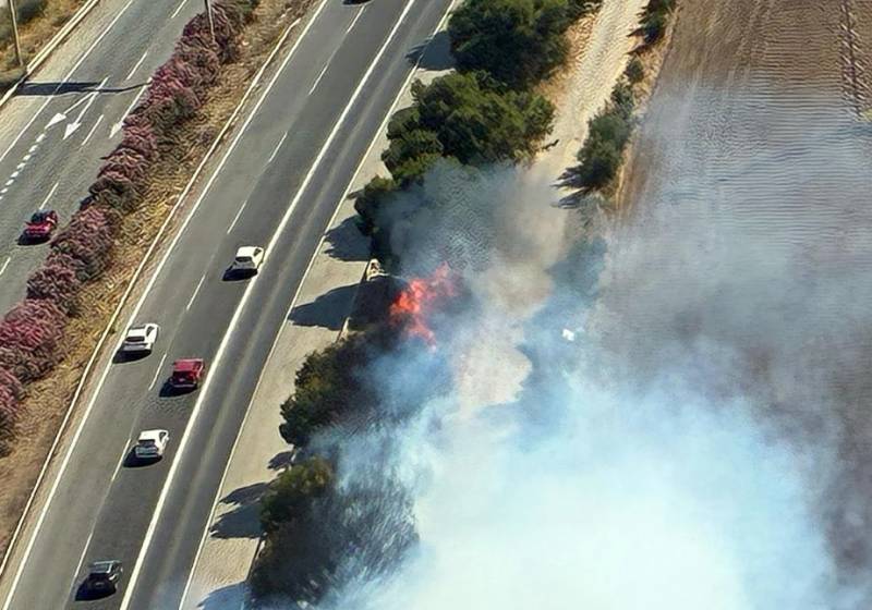 Smoke fills skies over San Javier as twin fires break out along the AP-7
