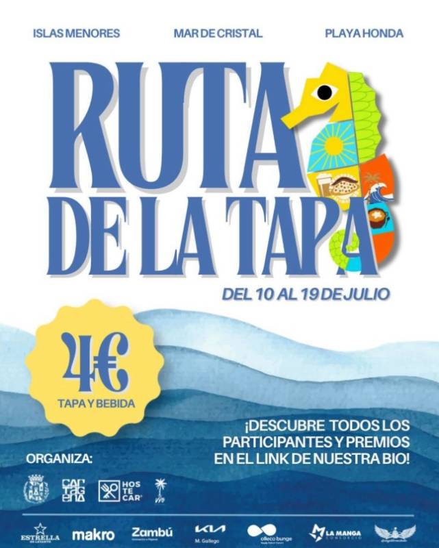 July 10 to 19 Tapas route in Islas Menores, Mar de Cristal and Playa Honda