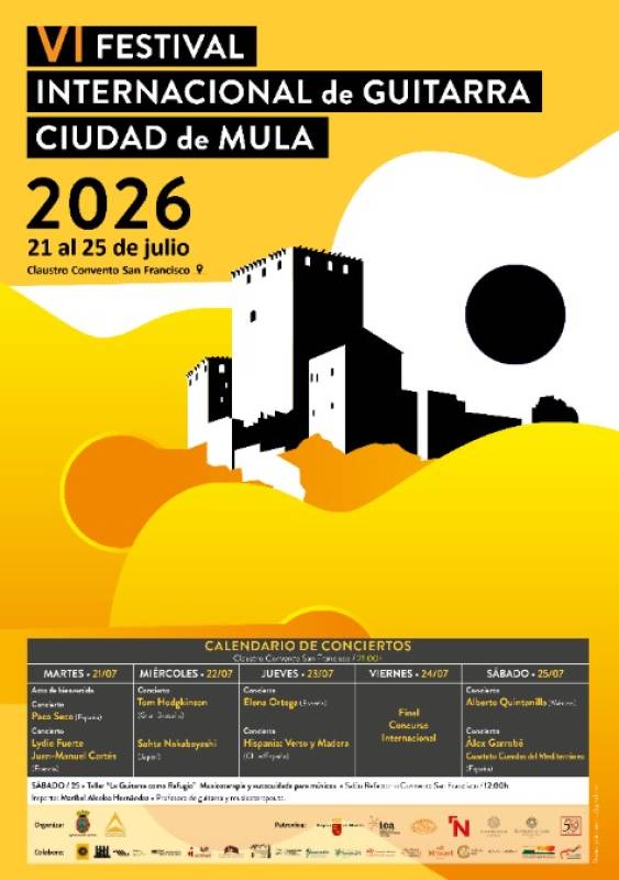 July 21 to 25 International classical guitar festival in Mula