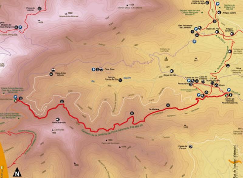 The PR-MU 59 walking route in Sierra Espuña, the Sendero de la Umbría de Peña Apartada