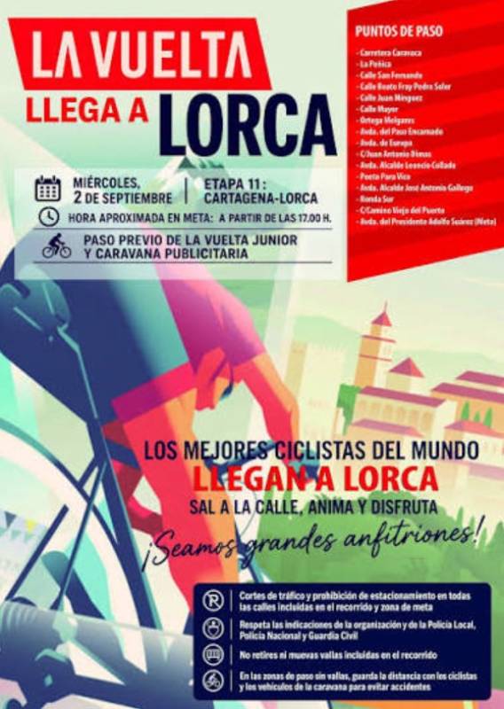 September 2 Cycling’s Tour of Spain comes to Lorca