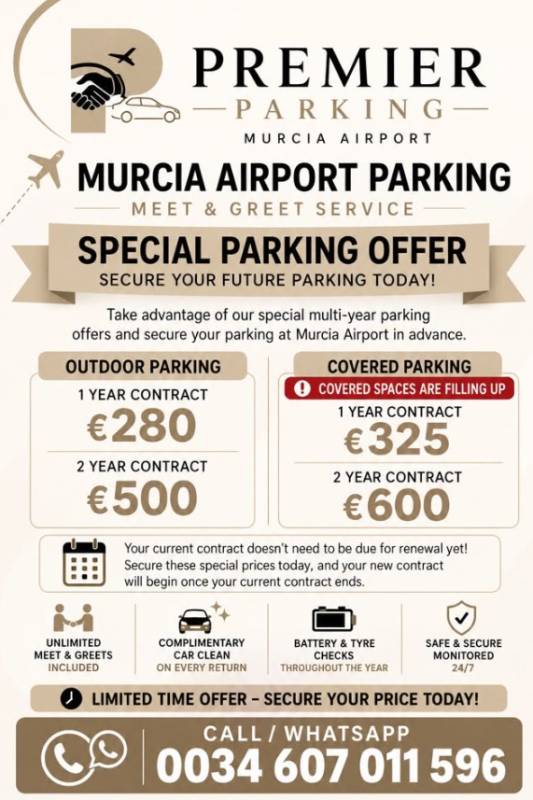 Premier Parking makes leaving your car at Murcia Airport hassle-free