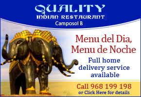 Menú Del Día for 9.95€ at Quality Indian in Camposol