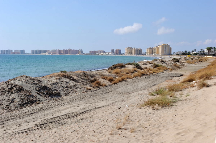 Playa del Pudrimel, a Mediterranean beach in the San Javier section of La Manga del Mar Menor
