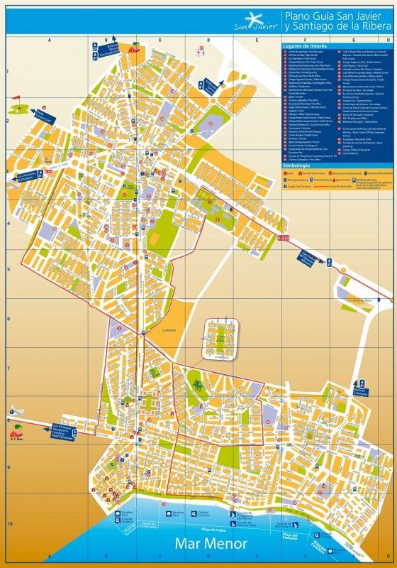Street map for San Javier and Santiago de la Ribera