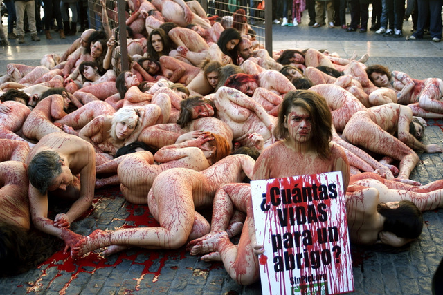 AnimaNaturalis protest against fur trade in Barcelona
